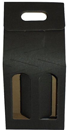 IMBALLAGGI ALIMENTARI PZ 20 Scatola Nera Porta Bottiglia (2 Bottiglie) Astuccio in Cartone Ondulato Black Box for Bottles in Carta