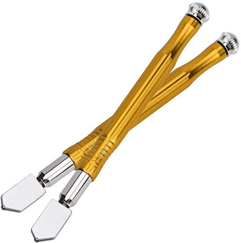 Yakamoz 2 Pack 3-15mm Coupe-Verre en Carbure de Tungstène Poignée en Métal Outils de Coupe Pourverre, Céramique, Carrelage, Microcristallin, Marbre, Granit et Pierre Bleue Or
