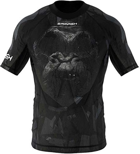 SMMASH Rashguard - Camiseta de Manga Corta para Hombre, Talla M, UFC Correr, Boxeo, MMA RDX Kickboxing Krav Maga Transpirable Resistente