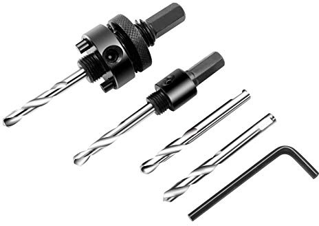 Drill Bit Set LAIWEI 5 Piece Hole saw arbor 1 A2 Heavy Duty Arbor 1 A4 Small Arbor 2 4341 Steel Bits 1 Hex Wrench Compatible with 14-360mm Hole Saw