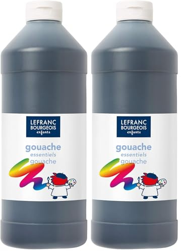 Lefranc Bourgeois - Gouache liquide Essentiel pour enfants - Bouteille 1L - Noir