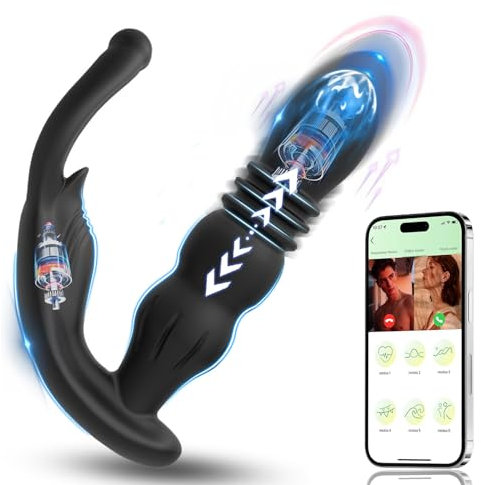 TDLPlus APP Analvibratoren für Mann Prostata Massagegerät Vibrator mit 10 Teleskopfunktion & Stoßfunktion Analplug Anal Dildo Analvibrator mit Hoden Stimulation Sexspielzeug für Männer