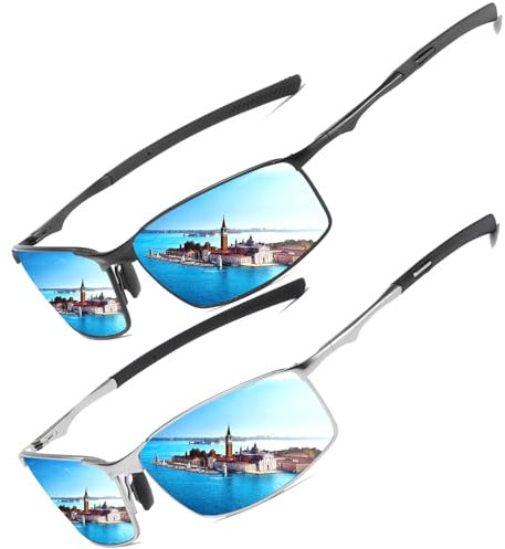 LEDING&BEST Polarisierte Pilotenbrille Sonnenbrille Herren Damen Freien Leichtgewicht Metallrahmen Angeln Golf Fahren Stilvoll Retro Flieger brille Cat 3 CE
