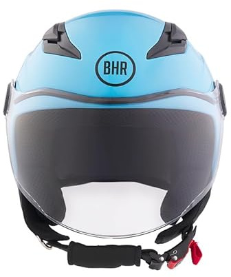 Casco Moto Bambino Demi-Jet, BHR 838 CHILDREN, Casco Scooter per Bambini/Bambine Omologato ECE 22.06, Visiera Antigraffio e Sgancio Micrometrico, Blu, XL