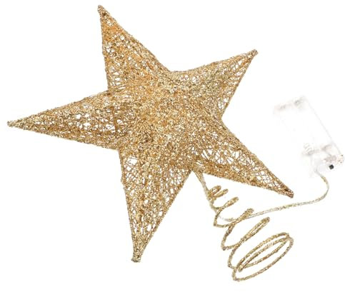 Ciieeo Décoration Exquise pour Sapin De Noël - Étoile en Fil Dor De 25 Cm - Lampe LED pour Décoration Sapin Noël