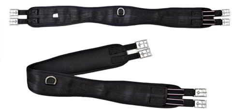 Preto Selle de cheval synthétique en néoprène doux et rembourré avec extrémité élastique anatomique anti-frottement, anti-galles et confort - Forme ergonomique solide