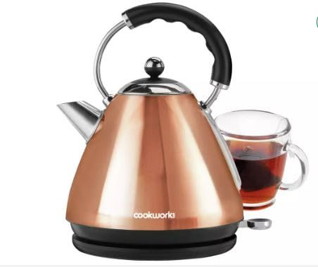 New Elegant Stainless Steel Pyramid Kettle - Copper, 360 degree base, Rapid boil, 1.7 litre capacity