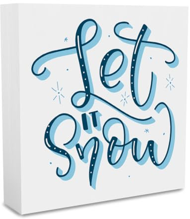 Let It Snow Deko, blaue Winterdekoration, blaue Winterdekoration, blaue Winter-Schneeflocken-Dekorationen, Winter-Xams-Dekorationen, Winterurlaub-Dekorationen, 12,7 x 12,7 cm