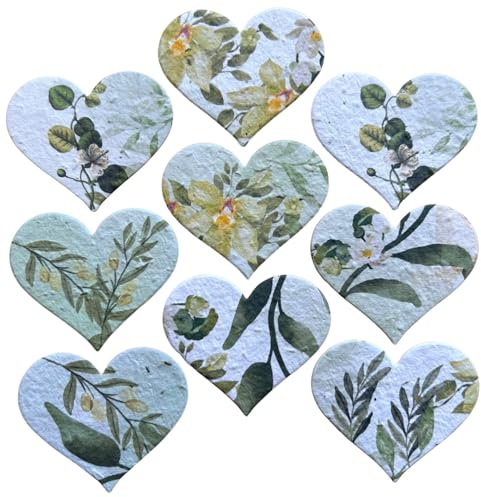 20 cuori piantabili di semi, forme di carta botanica verde, carta di fiori selvatici, bomboniere fai da te ecologiche, creazione di biglietti, decorazioni artigianali, regali commemorativi funebri