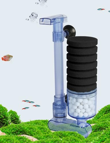 boxtech 10–40 Gla akvariesvampfilter, ultratyst luftpump för akvarium, liten svamp, akvariefilter levereras med 2 svampar, 2 förpackningar med biokeramiska mediabulor