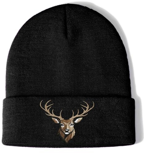 Aretas Cadeau pour Chasseur Bonnet Beanie Chapeau pour Hommes The Hunt Chasse Accessoires Forestiers Vêtements de Chasse Costume Cadeau Calendrier de l'Avent Chasse Cadeau de Retraite, Noir , taille