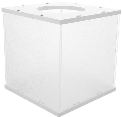 Baluue Scatola Trasparente per Lotteria in Acrilico 20x20x20 Cm Fessura, Contenitore per Donazioni e Schede Elettorali, Urna Portatile per Raccolta Fondi e Concorsi Classe