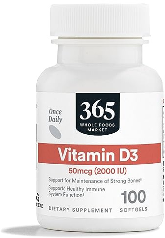 365 by Whole Foods Market, Vitamin D3 Softgels, 2000 IU, 100 CT