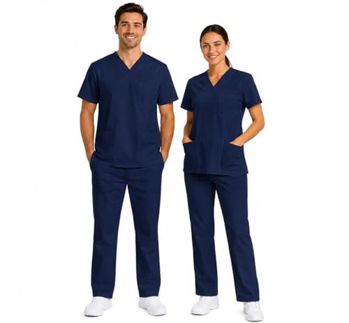 B-well Morelli 100 % bomull unisex skrubbset slip-påse slip-on-byxor set medicin läkare uniform bomull topp med byxor medicinska arbetskläder