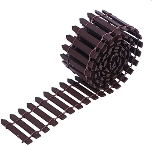 Valla de jardín en miniatura pequeña valla de madera para adornos de jardín de hadas casa de muñecas accesorios de bricolaje 90cm (café)