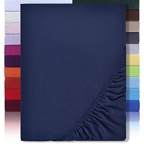 NatureMark Microfaser Boxspringbett & Wasserbett Spannbettlaken 200 x 220 cm - 40 cm Steghöhe - 200x220cm Spannbetttuch - 100% Polyester, Navy blau