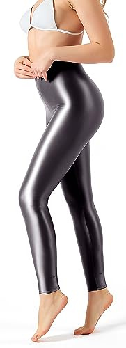 SOFSOT Plus Size hög midja träningsleggings glänsande pilatesbyxor skimmer yoga tights för kvinnor