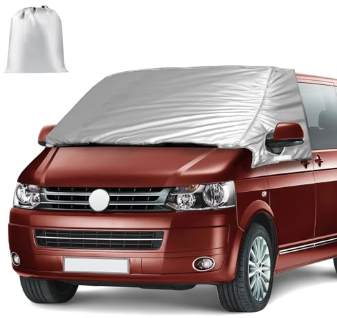 Opaltool Copertura Termica Esterna per Parabrezza per VW T5 Caddy 2010-2020, Copri Parabrezza Auto Antigelo di Lusso, Copertura Termica Pieghevole per Parabrezza Argento