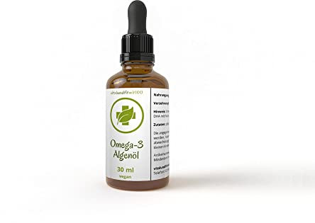 Omega-3 Algenöl - 30 ml - VEGANE Alternative zu Fischöl - reich an DHA und EPA - ohne Lösungsmittel und Erhitzen gewonnen