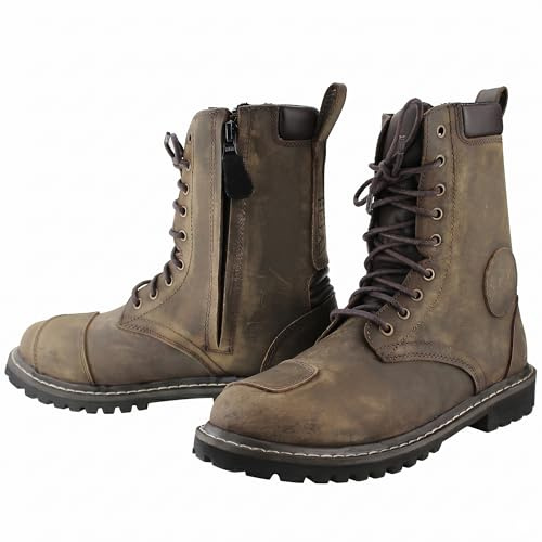 VPR Viper R30 Leather Motorcycle Touring Boots - Motorbike Riding Rugged Boot for Men CE Approved Waterproof - Reinforced Ankle Toe Protection Boot - Brown - 8 UK