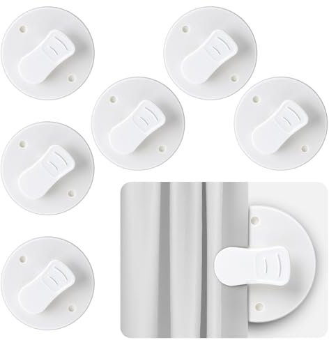 Clever Accessories Pack of 6 Shower Curtain Clips - 2 Inch Splash Guard, Windproof Protection, White