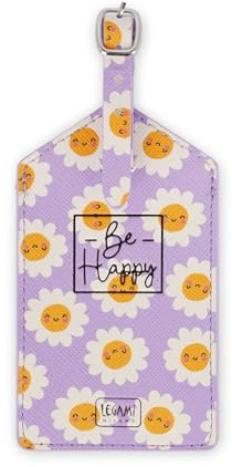 Legami - Étiquette de bagage, Luggage Tag pour valise, accessoire de voyage aérien croisière train, étiquette de bagage pour protéger les données en cuir PU et microfibre, Daisy