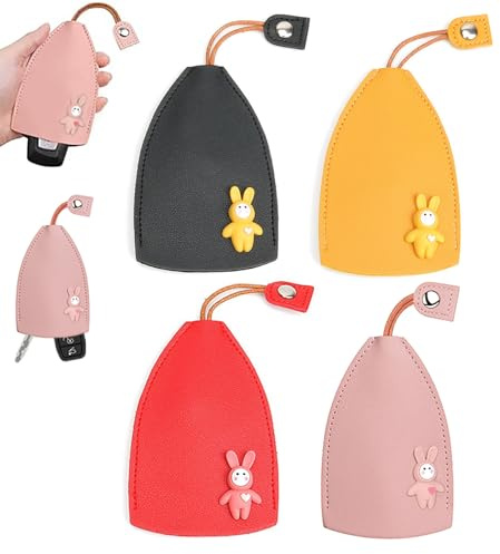 Ryaupy 4PCS Lindo Llavero Cuero Funda - Estuche para Llaves Retráctil Portátil - Bolsa para Llaves Coche Gran Capacidad para Hombres Mujeres