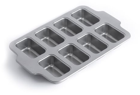 KitchenAid Bakeware Aluminized Steel PFAS-Free Nonstick 8 Mould Mini Cake Tray, Oven Safe, Grey