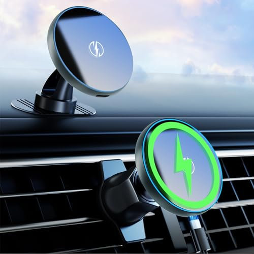 Beeasy 15W MagSafe Autohalterung mit Ladefunktion, Magsafe Ladegerät Auto Ladestation Wireless Car Charger Kfz Magnet Handyhalterung für iPhone 16/16 Pro/16 Pro Max/16 Plus /15/14/13/12 Serie