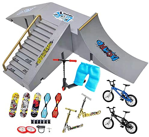 Hlagmix Finger Skateboard Ramp Accessories Set, Fingerboard Skate Park Kit Ramp Finger Skateboards Training Props For Kids And Children