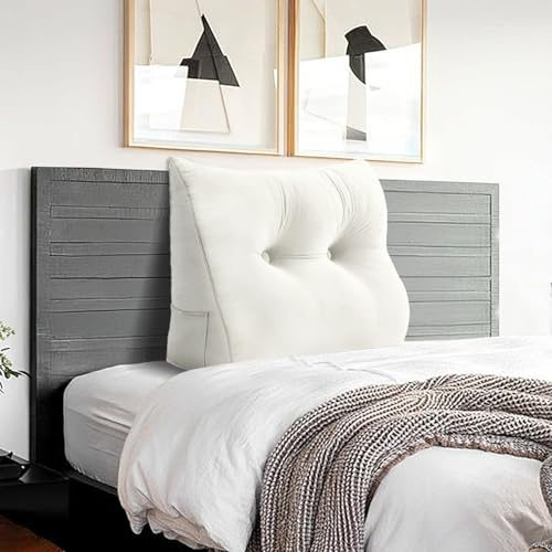 BNCKTRD Grande cuscino per la schiena, comodo cuscino da lettura e schienale nel letto, cuscino lungo XXL, cuscino da parete, in velluto, bianco, 80 cm