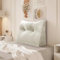 BNCKTRD Grande cuscino per la schiena, comodo cuscino da lettura e schienale nel letto, cuscino lungo XXL, cuscino da parete, in velluto, bianco, 80 cm