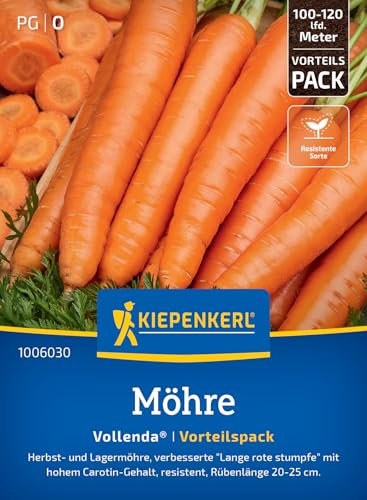 Kiepenkerl Möhrensamen Vollenda® 1006030 - Herbst- und Lagermöhre mit hohem Carotin Gehalt - circa 20-25cm hoch - Gemüsepflanzen, Saatgut, Samen Gemüse