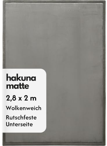 Hakuna Matte CloudSoft babylekmatta för golv 203 cm x 279 cm mörkgrå | Korallsammet skummatta med hög densitet för krypning och mysig lek – halkfri, vattentålig, lekmatta för lekhage