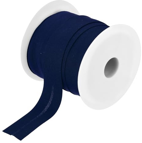 QUARKZMAN 1 tum snedband, enkelfals, avskjutningsband, bomullsband, tygband, bomull, sömnad, tillbehör, kantband för sömnad, fållning, quiltning, skärning, hantverk, gör-det-själv (marinblå 25 m)