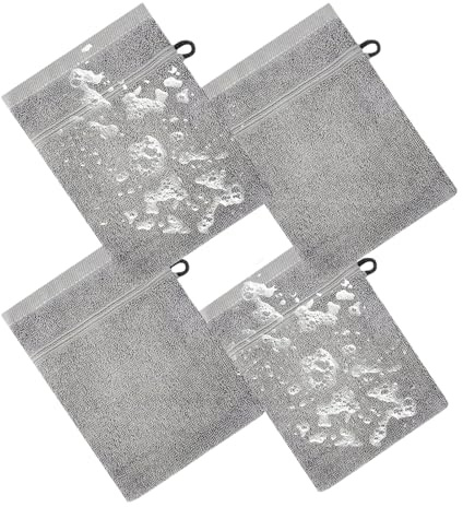 de salle de bain - Lingettes laveuses avec boutonnière - 4 pièces - éponge coton pour main visage cuir homme enfant