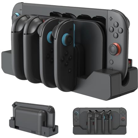 Stazione di ricarica per Nintendo Switch 2, caricatore controller per Joy-Con, stazione di ricarica a 4 scomparti, compatibile con console e controller Nintendo 2, ricarica magnetica, Switch 2