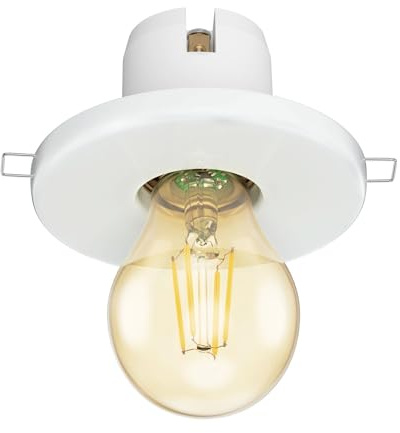 ledscom.de Plafonnier encastrable E27 en porcelaine TELA, blanc, ampoule LED incluse, or, 471lm, blanc extra-chaud