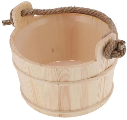Sharplace Cubo de Madera para Sauna. Cubo de Agua de Madera con Asa de Cuerda Resistente. Accesorios Profesionales Y Versátiles para Sauna, Ideal para El Hogar