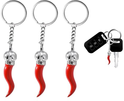 EIDUOVA 3 porte-bonheur en forme de corne de Cornetto, porte-bonheur superstitieux, porte-clés Cornetto napolitains