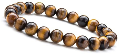 Unique Gems Damen Armband Tigerauge – 8mm Naturstein Chakra Perlenarmband elastisch – Handgefertigtes Heilstein & Energiearmband – Made in Germany