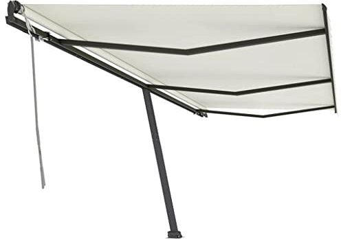 vidaXL Standmarkise Einziehbar Handbetrieben Markise Sonnenmarkise Balkonmarkise Sonnenschutz Gelenkarmmarkise Terrasse Garten 600x350cm Creme