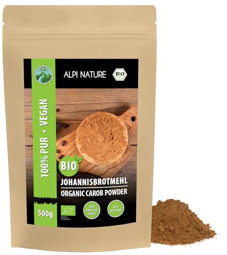 Alpi Nature Carobpulver BIO 500g, Johannisbrot gemahlen, natürlicher Süßstoff, Johannisbrotmehl