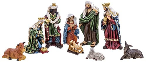 LOLAhome Belén de Navidad con Nacimiento de 9 Figuras de poliresina de Altura 31 cm