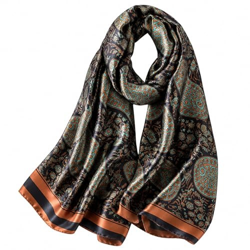 MAIRY Scarfs for Women UK Lightweight Soft Ladies Scarves Infinity Scarf Satin Shawl Wraps 180 x 90cm SL-M05