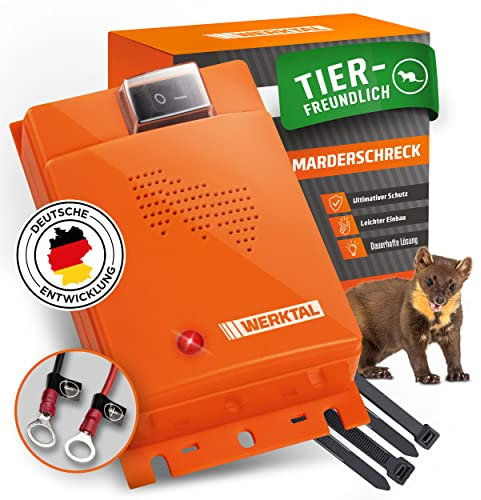 WERKTAL Marderschreck Auto - Effektive Marderabwehr mit Ultraschall & Blitzlicht [Autobatteriebetrieben]- Automatischer Marderschrecker Auto - Dauerhafte Mader Abwehr für Motorraum - Marderabwehrgerät