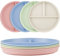 Comius Sharp Piatto Piano Infrangibile da 22 cm, 4 Piatti Piani Rotondi/Piatto Piano Colorato Riutilizzabile a 3 Scomparti, Adatto a Microonde e Lavastoviglie, Piatti Separati per Famiglie