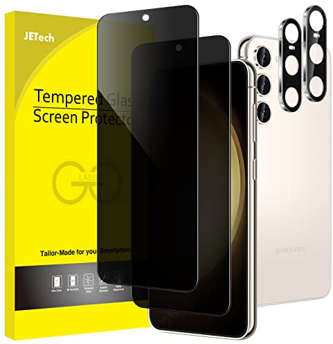 JETech Privacy Pellicola Protettiva per Samsung Galaxy S23 5G 6,1 Pollici e Protezione Fotocamera, Antispy Vetro Temperato Film, Compatibile con ID Impronte Digitali, Pacco da 2 Ciascuno