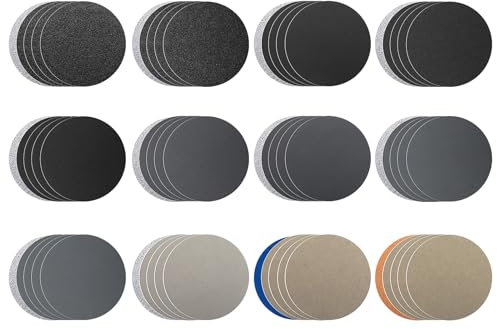 ASTER Lot de 60 disques abrasifs ronds - 75 mm - Grain - 60 80 100 150 320 600 1000 1200 2500 4000 7000 10000 - Pour métal, bois, verre, polissage automatique