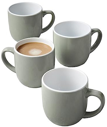 HOMELOX Glossy Set of 4 Tea Coffee Mugs Cups Kitchenware Quality Stoneware Hot Drink Mug Set (Green)